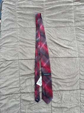 Van Heusen Red Ombre Plaid Silk Necktie